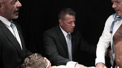 BoyForSale Sub gay Jack Waters fondled and fucked by rich DILFs
