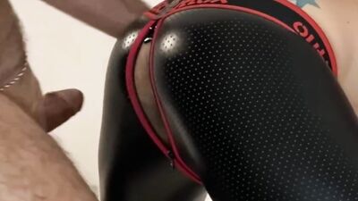Open it up and fuck it Guy in the leggings with zipper compilation