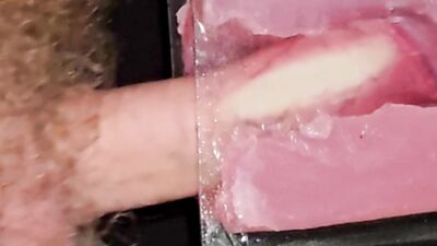 The guy fucks the masturbator hard and watches the sperm shoot inside