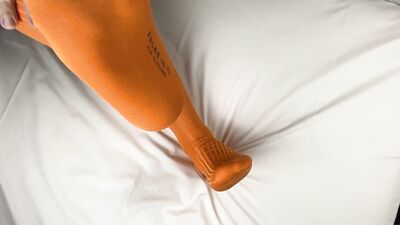 Unpacking New Orange Falke Rib-socks Let Me Jerk off Directly