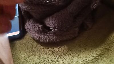 Amateur cock jerking in the duvet