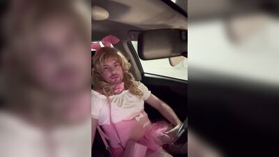 Sissy snow bunny uses vibrator on caged clitty