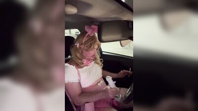 Sissy snow bunny uses vibrator on caged clitty