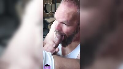 Big Black Dick for Lunch: Older Married Blue Collar Bear Sucks and Swallows