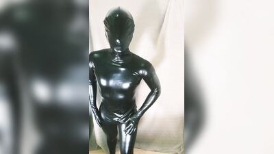 Zentai bodysuit and anal insertion