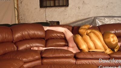 Camera 4 Humping leather Sofa close up cum