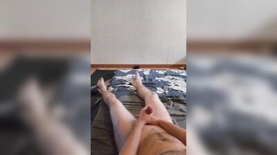Masturbation solo male, cumming with panties on