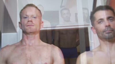 Very handsome athletic blonde guy gets sucked by our sport trainer despite him.