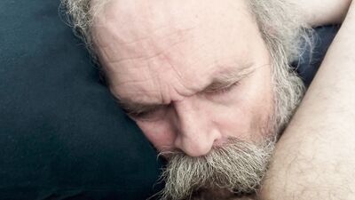 Moustache Daddy Worships Cock, Swallows Cum