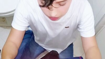 Cruising Straight Footballer Fucks Young Gay in Bathroom Starts with Condom and Then Takes off the Condom Creampie