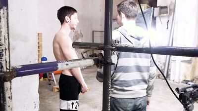 Submissive Jesse Evans cums after a blowjob from Master Kane