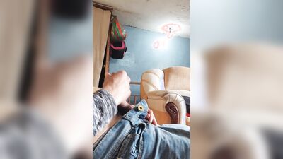 MASTURBATING MY COCK IN THE LIVING ROOM