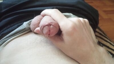 A Guy in Gray Underpants Jerks off His Dick, Moans and Enjoys