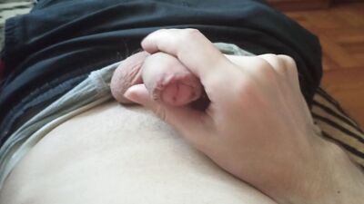 A Guy in Gray Underpants Jerks off His Dick, Moans and Enjoys