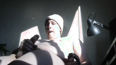 Impressive Big Hairy Dick Shoots Ropes of Cum on Private Webcam.