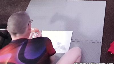 British DILF Mike Essex fucking my ass with dildos while locked in chastity