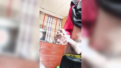 huge cock of young man masturbating sensually