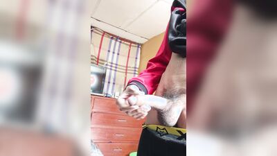 huge cock of young man masturbating sensually