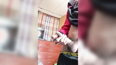 huge cock of young man masturbating sensually