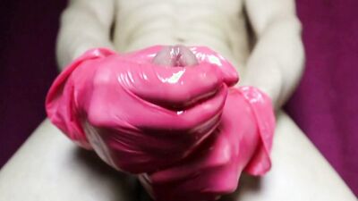 Big dick training with massage in latex gloves and passionate moans