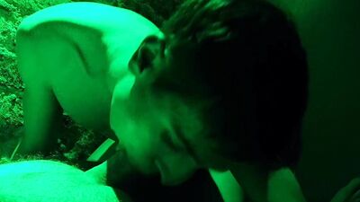 While sex sauna cruising young twink found a juicy dick in a neonlight room to suck the cum out