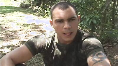 Military men have anal sex during training - no condom