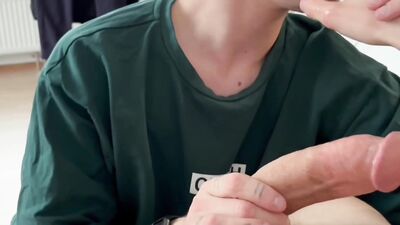 seduced a guy with a big dick into sex, cummed on a sweet twink