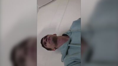 Blowjob to a boy with a big dick on the stairs