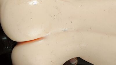 Big boobs Sex doll gets close up missionary and doggystyle fucking - Black cock jerking off lots of cum - cumshot