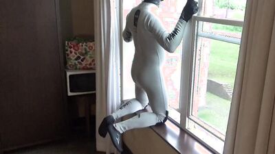 Wetsuit fun in hotel room