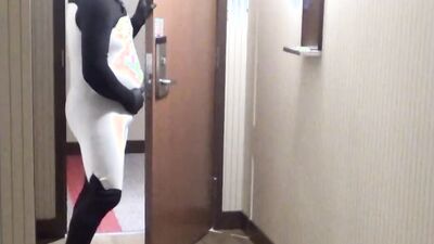 Wetsuit fun in hotel room