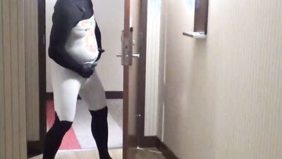 Wetsuit fun in hotel room