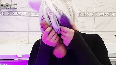 Cute sissy femboy slut plays with her ass with sex toys from small to big