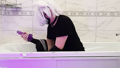 Cute sissy femboy slut plays with her ass with sex toys from small to big