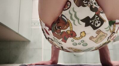 ABDL Femboy Squirming in his Diaper [close-up]