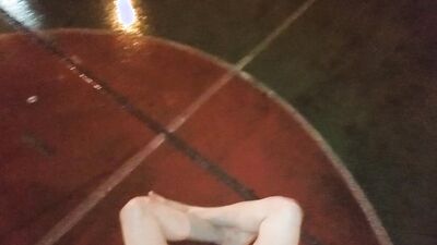 Naked in public playing with piss until I cum