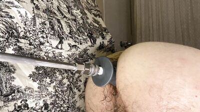 Hairy ass gets fucked by the machine
