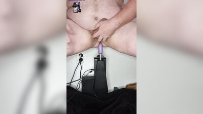 White kiwi bear from NZ. First time fuck machine anal.