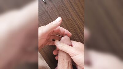 Old guy sounding, stroking & cumming