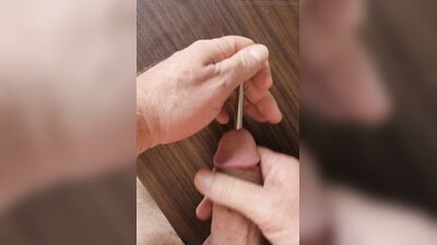 Old guy sounding, stroking & cumming