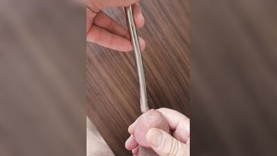 Old guy sounding, stroking & cumming