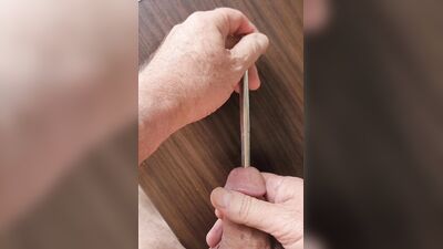 Old guy sounding, stroking & cumming