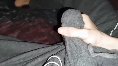 a powerful penis flows abundantly to the sounds of the fireplace no hands