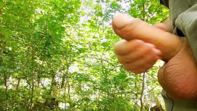 Jerking off in the forest after all day wood chopping