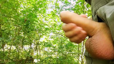Jerking off in the forest after all day wood chopping