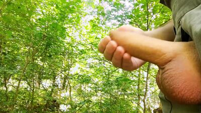 Jerking off in the forest after all day wood chopping