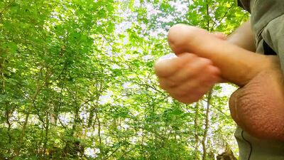 Jerking off in the forest after all day wood chopping