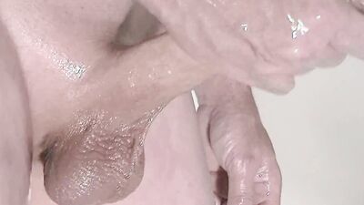 Closeup big shaved uncut cock edging 250