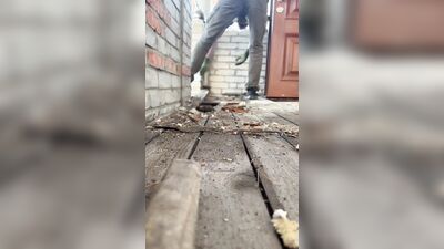 Builder jerks off hot dick after work! Big load of cum!
