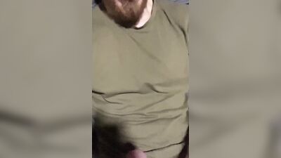 Builder jerks off hot dick after work! Big load of cum!